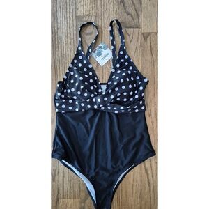 B2PRITY High-cut Polka Dot One-piece Bathingsuit Swimsuit Women's Size Small